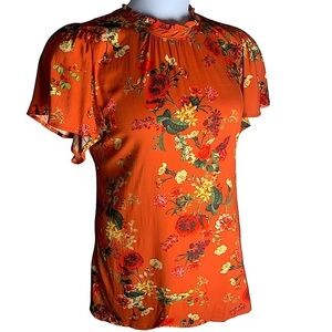 TORRID Rayon Slub Mock Neck Flutter Sleeve‎ Blouse NWT